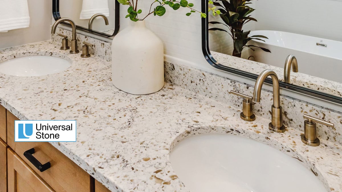 Thunder White Granite Countertop & White Quartz Bathroom~mv21